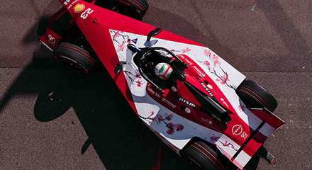 Top view of Nissan Formula E race car